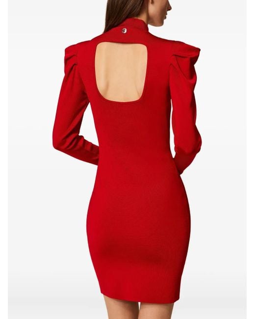 Twinset Red Draping Knit Mini Dress