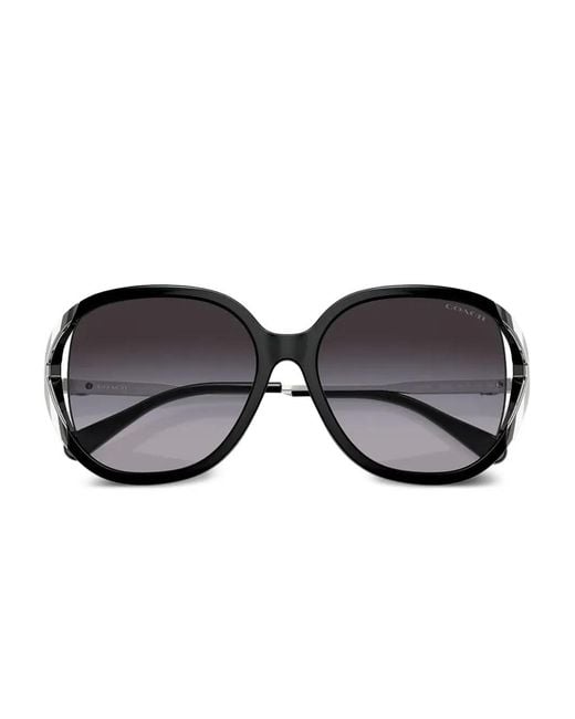COACH Black Gradient-Lens Round-Frame Sunglasses