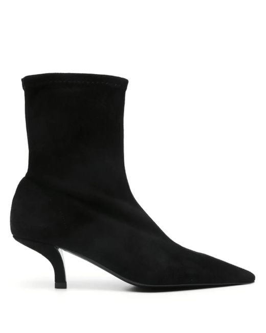 Totême Black Suede Heeled Sock Boot
