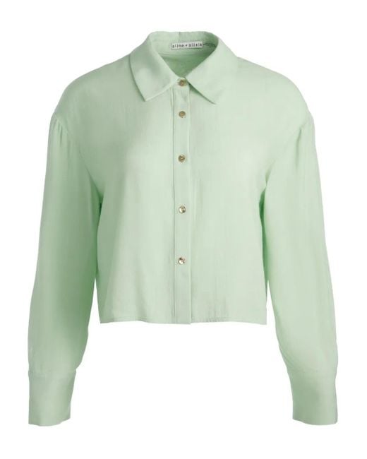 Alice + Olivia Green Finely Button-Down Shirt