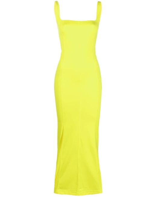 Pinko Square-neck Maxi Dress in Yellow | Lyst