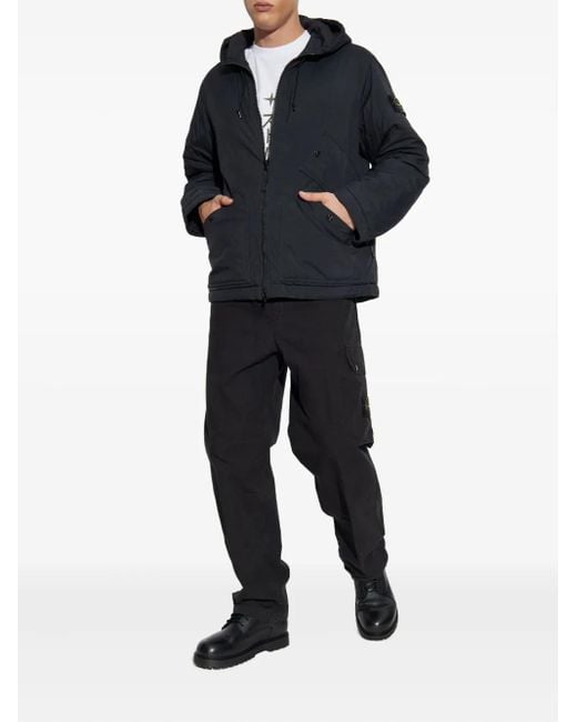 Stone Island Blue Hooded Patch-Pocket Jacket for men
