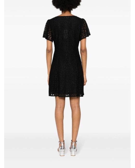 MICHAEL Michael Kors Black V-neck Lace Mini Dress