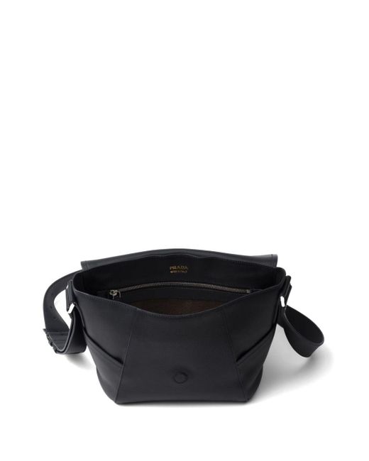 Prada Black Logo-print Leather Shoulder Bag for men