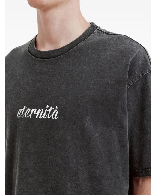AFTERMATHS Black Slogan-Print T-Shirt for men