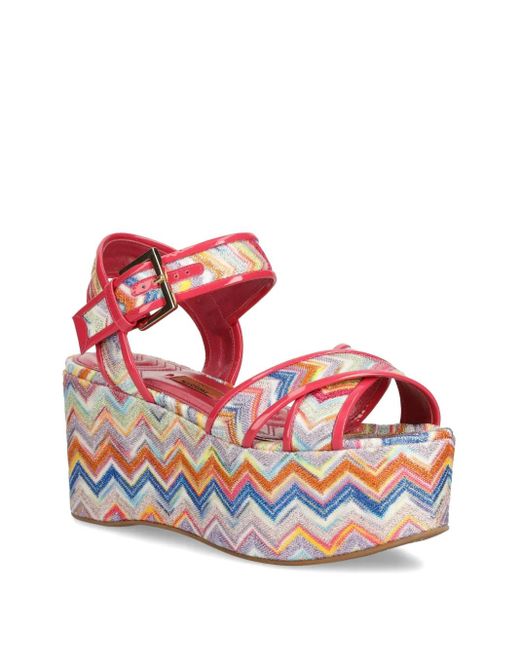 Missoni Red 85Mm Zigzag-Patterned Platform Sandals