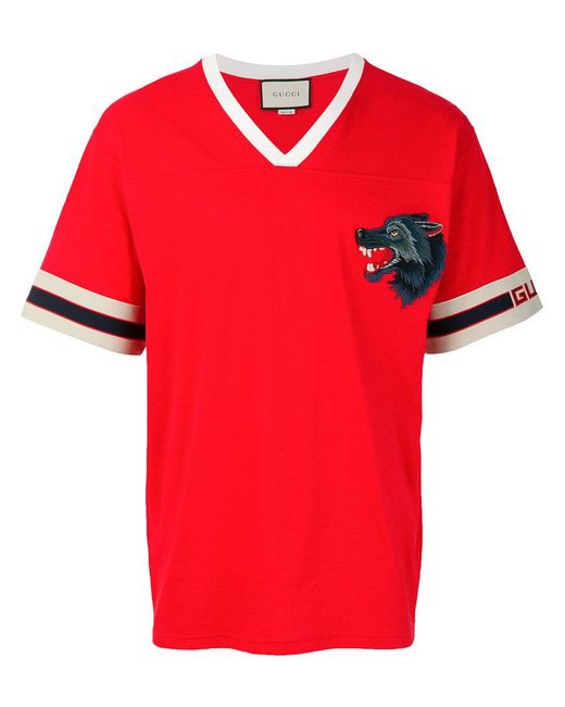 Gucci Wolf Head Embroidered T-shirt for men