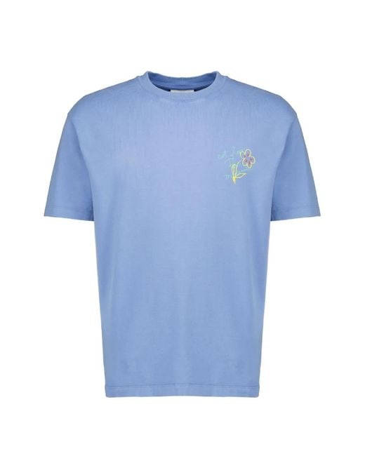 Drole de Monsieur Blue Esquisse Slogan-Print T-Shirt for men