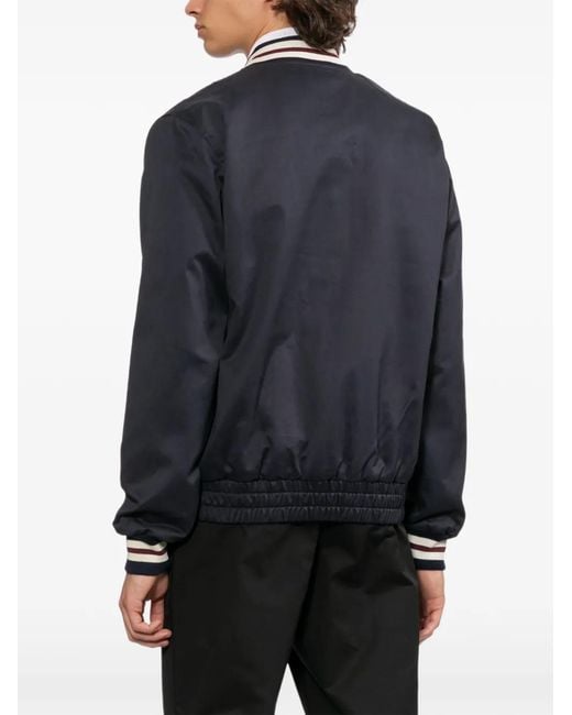 Fred Perry Black Logo-Embroidered Bomber Jacket for men