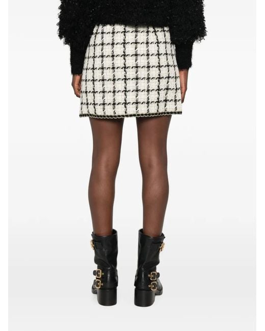 Twinset White Check-Pattern Mini Skirt