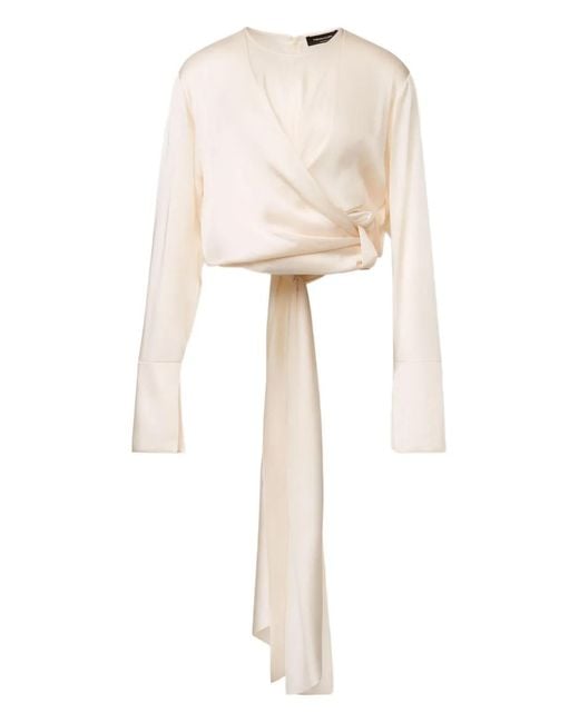 Fabiana Filippi White Wrap-Tie Silk Blouse