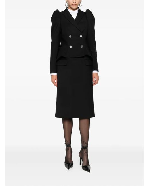 McQueen Black Puff-Sleeve Double-Breasted Jacket