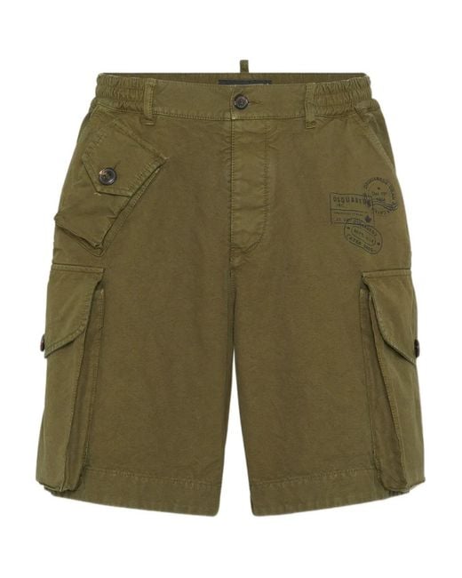 DSquared² Green Cargo Shorts for men
