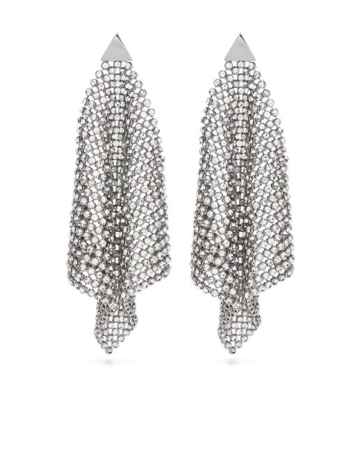 Rabanne White Crystal-embellished Drop Earrings