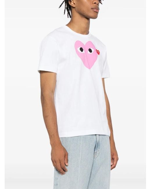COMME DES GARÇONS PLAY Pink Heart-Printed T-Shirt