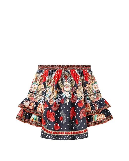 Camilla Red X The Daughters Of Duende Off-Shoulder Ruffled Top