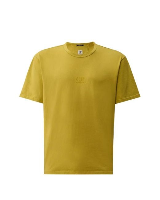 C P Company Yellow Crew-Neck T-Shirt for men