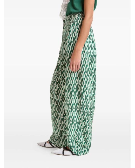 Essentiel Antwerp Green Ihalton Geometric-Print Trousers