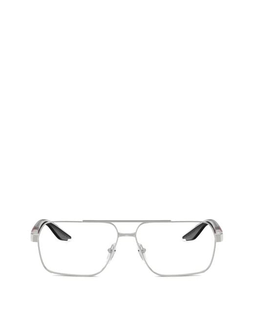 Prada Linea Rossa White Rectangle-Frame Glasses