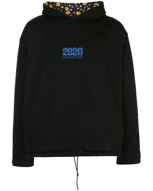 Martine Rose Black Reversible Floral Hoodie for men