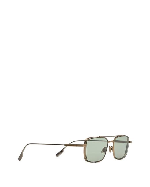 Zegna Metallic Rectangle-Frame Sunglasses