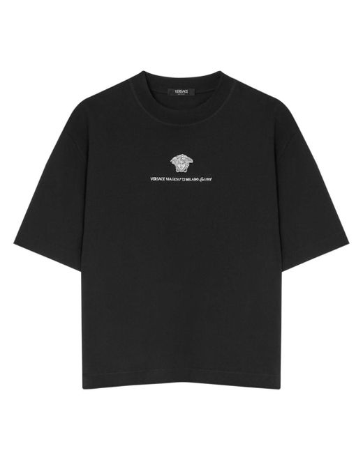 Versace Black Medusa Head-print Cotton T-shirt for men
