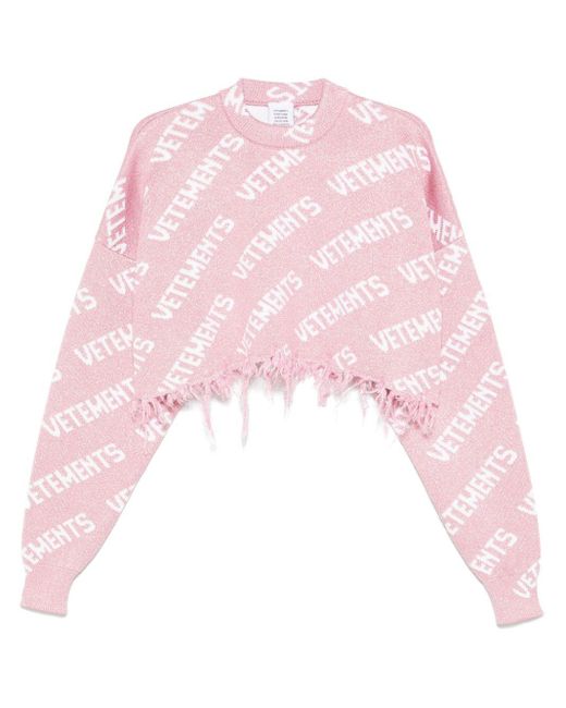 Vetements Pink Logo-Jacquard Sweater