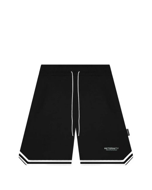 RETERNITY Black Short En Résille À Bords Rayés for men