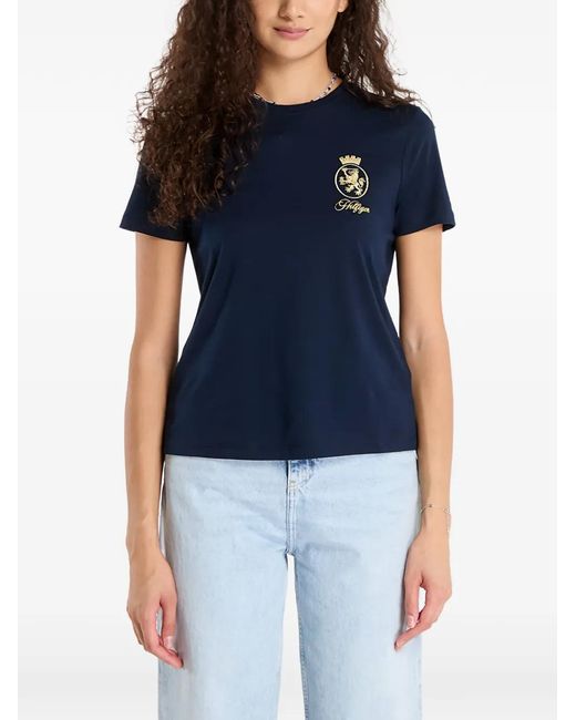 Tommy Hilfiger Blue Th Crest Embroidery Crew Neck T-Shirt