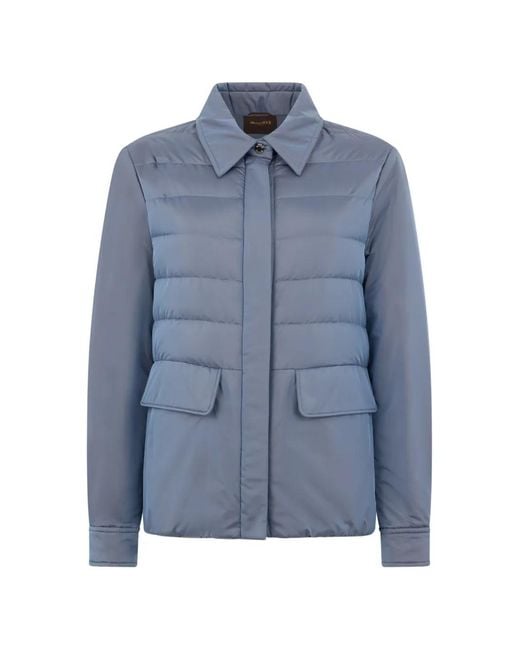 Moorer Blue Muriel Padded Collar Jacket
