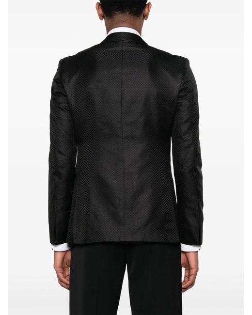 Corneliani Black Single-Breasted Silk Blazer for men