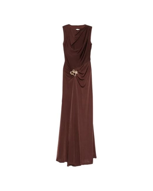 Rebecca Vallance Brown Embellished Draped Maxi Dress