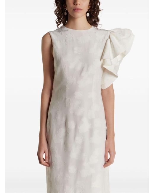D'Estree White Franz Ruffle-detailing Dress