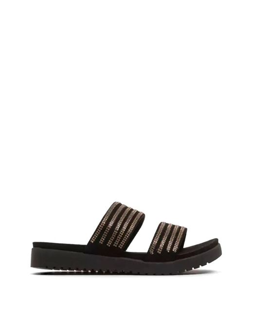 Péché Originel Black Rhinestone-Embellished Double-Strap Sandals