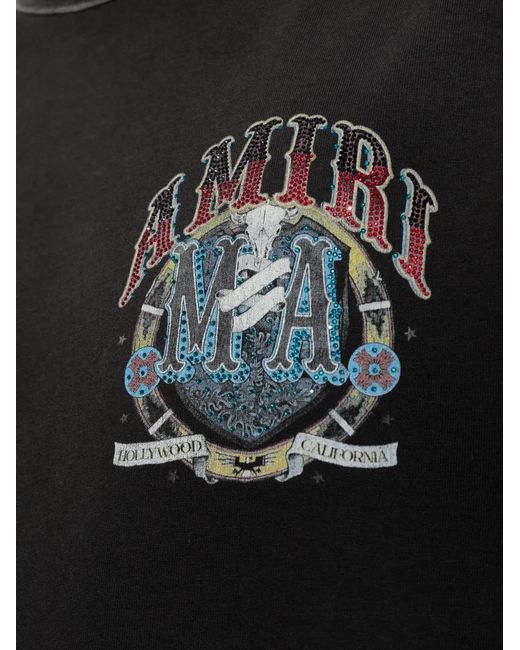 Amiri Black Crystal-Embellished Logo-Print T-Shirt for men