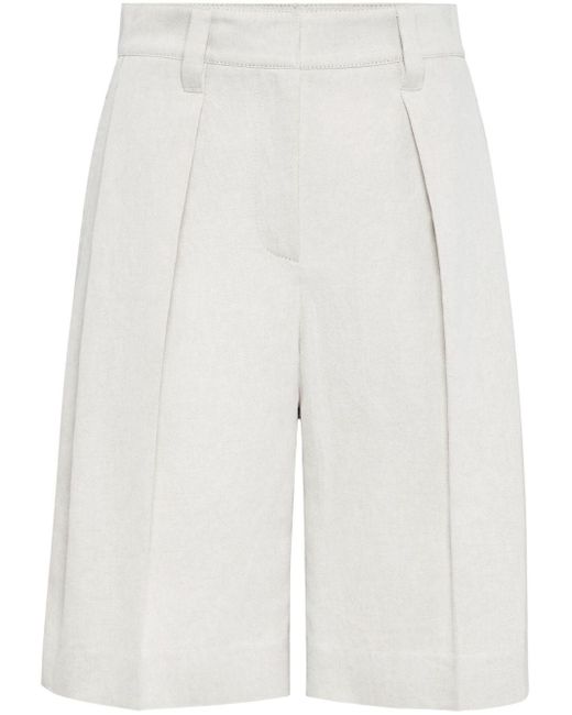 Brunello Cucinelli White Cotton-linen Bermuda Shorts