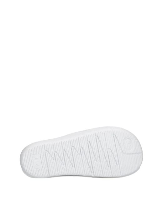 ARMANI EXCHANGE White Logo-Print Open-Toe Slides