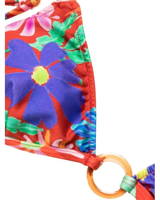 PATBO Red Aster Wrap-Tie Bikini-Top