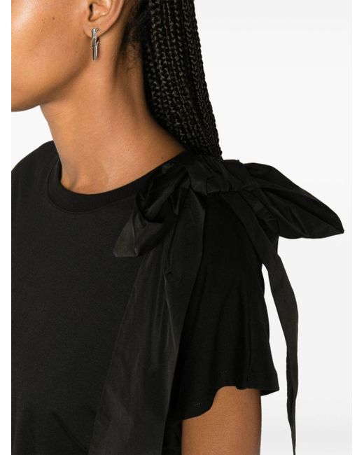 MSGM Black Oversize-bow Detail Cotton T-shirt
