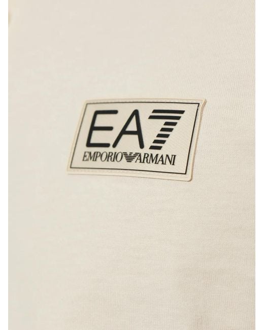 EA7 White Logo-Patch Short-Sleeve Polo Shirt for men