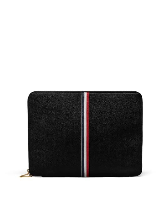 Thom Browne Black Pebble-Grain Zip-Around Folio for men