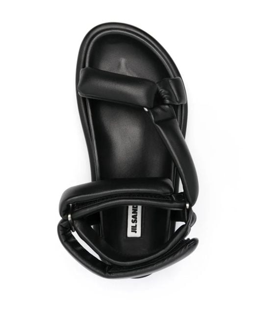 Jil Sander Black Padded Leather Sandals for men
