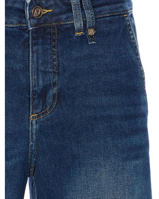 Liu Jo Blue Patch-Pocket Flared Jeans
