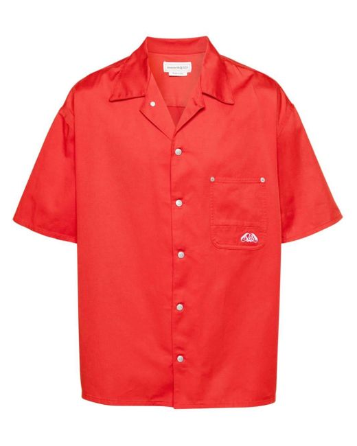 Alexander McQueen Red Hawaiian Denim Shirt for men