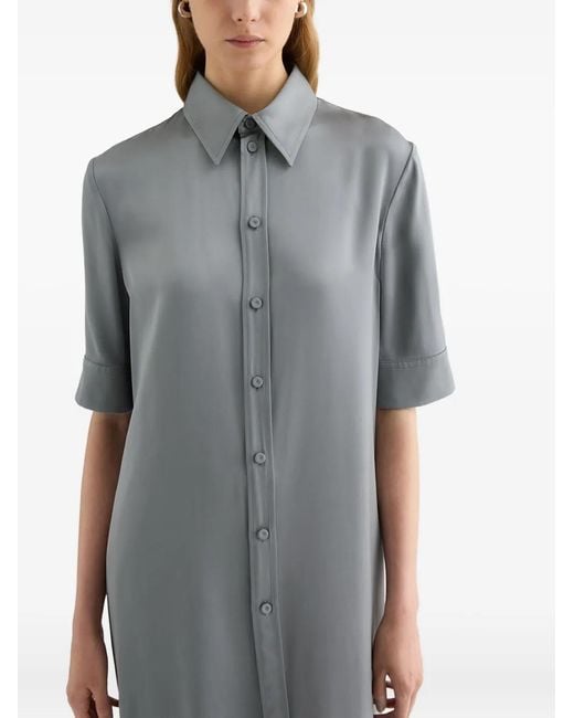 Jil Sander Gray Button Gathering Shirt