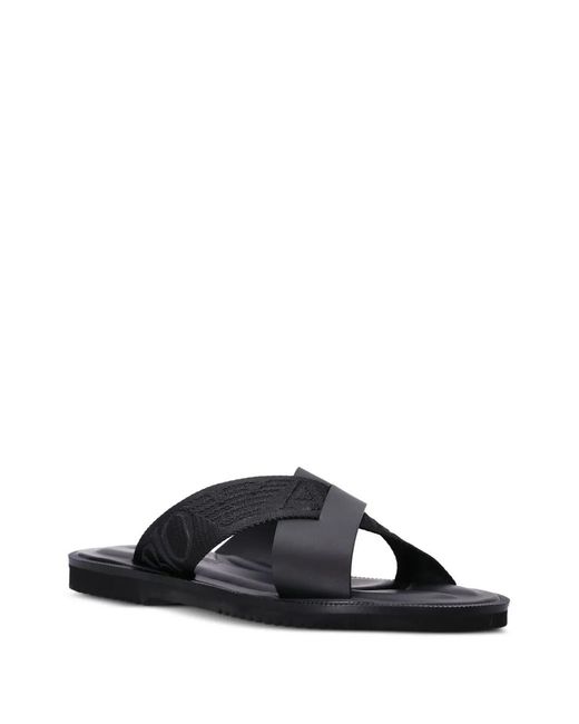 Emporio Armani Black Leather Sandals for men