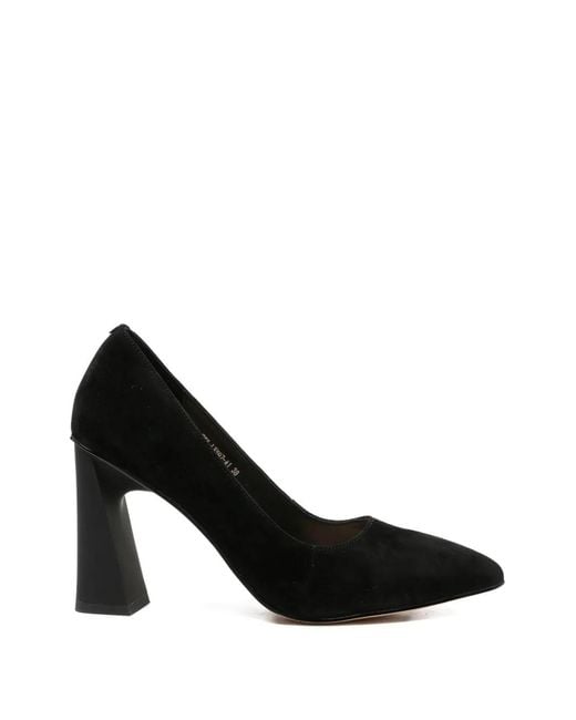 SERGIO MORETTI FIRENZE Black Pointed-Toe Block-Heel Pumps
