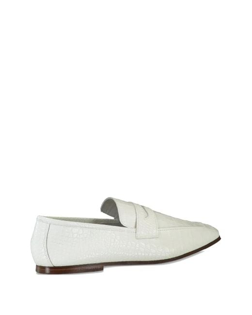 SOPHIQUE White Essenziale Crocodile-Embossed Loafers