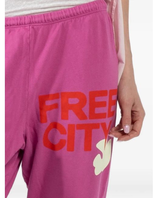 Freecity Pink Logo-Print Track Pants
