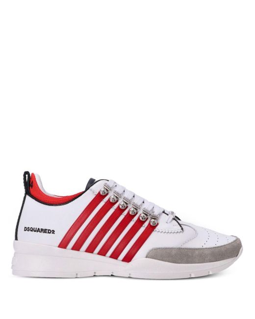 DSquared² Red Legendary Striped Leather Sneakers for men